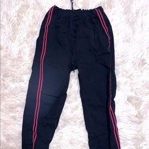 Black Xirena Joggers with Red Stripe
